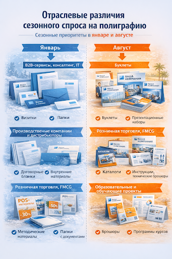 Что компании Минска заказывают в типографиях в январе и августе: сезонный срез